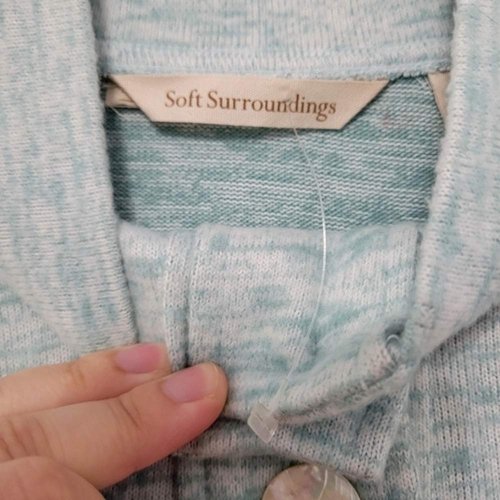 NWOT Soft Surroundings Touchable Long Sleeve Tunic Aqua Size L, Mother of Pearl - Picture 8 of 12